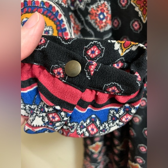 BeBop Bohemian Peasant Tunic Top Small-Antique Look Buttons Blue,White,Yellow - Picture 6 of 12